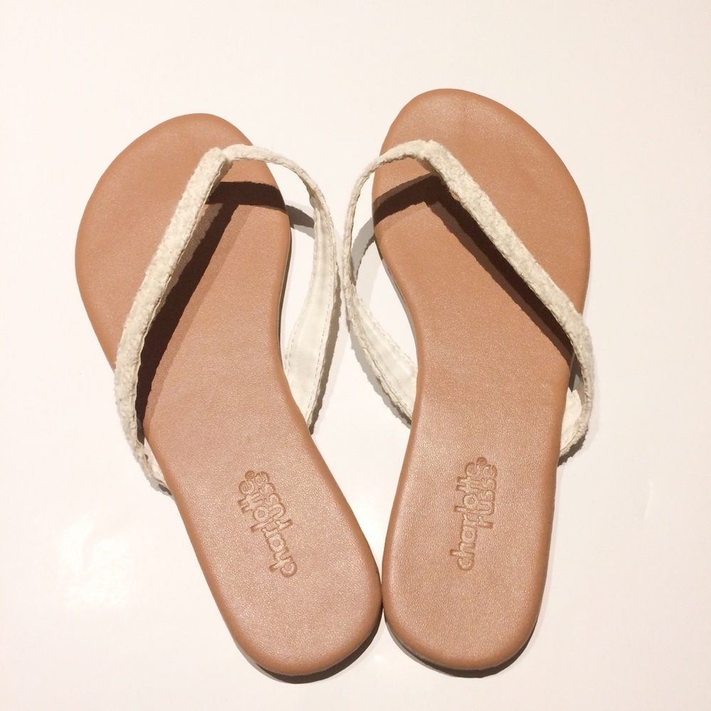 Charlotte Russe White/Tan Flip Flops *SOLD